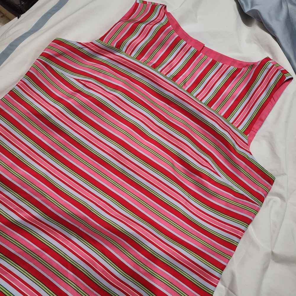 Talbots 100% Silk Sleeveless Top Lined Stripe Multicolor Size 12 New Polished